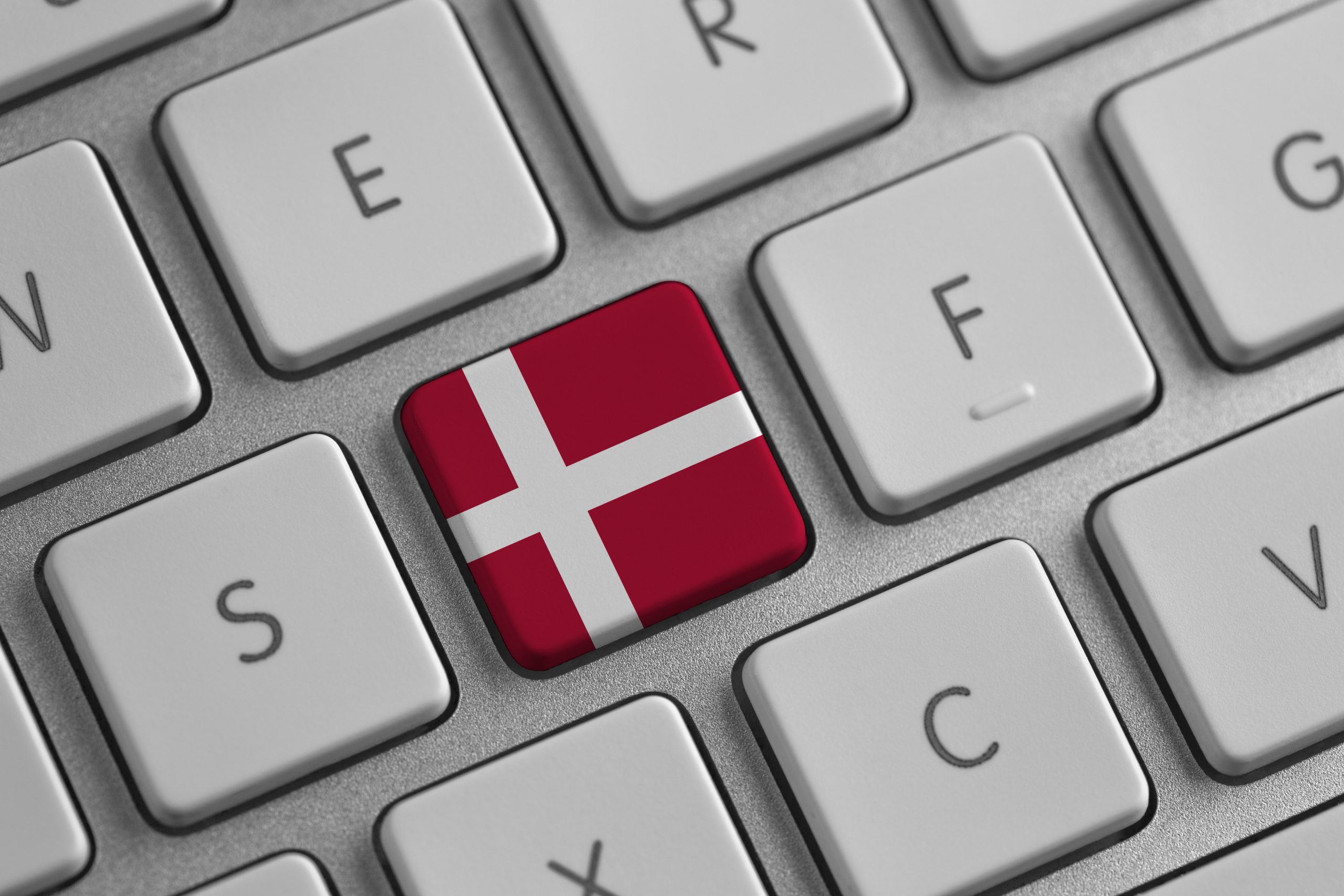 Dansk flagg på tastatur. Illustrasjon