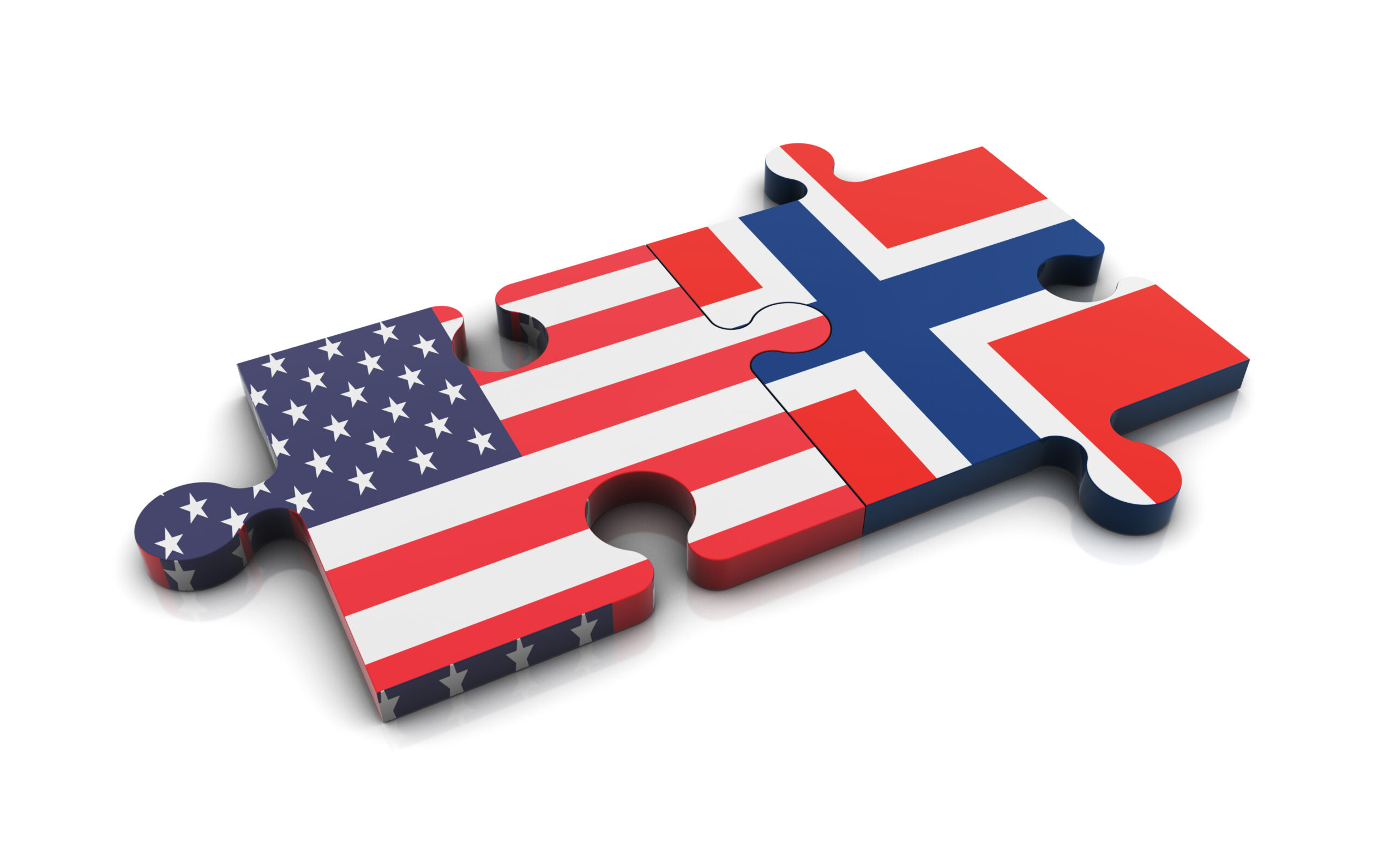 Puslebiter av USA og Norges flagg. Foto.