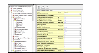 Fig. 8 Equipment Specification form available in Aspen Capital Cost Estimator